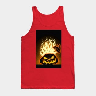 Spooky Scary Flaming Pumpkin Tank Top